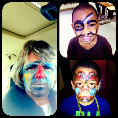 How my mom spends her weekends...letting kids paint her face. ha!